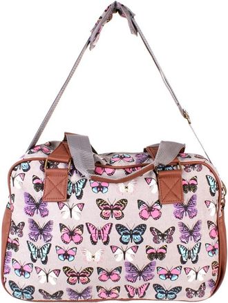Generic Butterfly Patterned Ladies Women Colourful Canvas Holdall Bag Luggage Shoulder Bag Travel Bag (Grey)