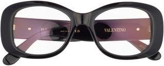 Valentino 46mm Oval Optical Glasses in Black Black Transparent at Nordstrom Rack