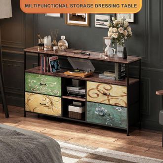 OEM Mueble De Tv Con Almacenamiento Para Sal&oacute;n - Dise&ntilde;o Retro Moderno Con Led, 108cm, Metal Y Mdf, Acabado Color