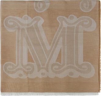 Max Mara Caramel Logo Inlay Stole - Dames - Sjaals - Beige - ONE Size - Katoen - Accessoires
