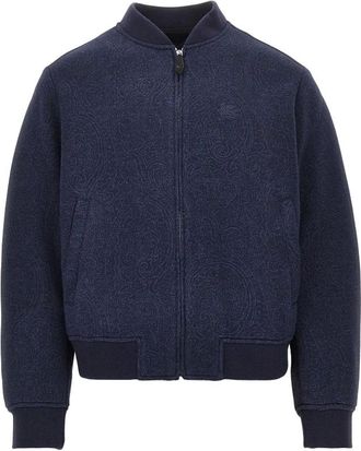 Etro Jersey jack met Jacquard Arnica-motief - Heren - Jassen - Blauw - Maat: S Jersey