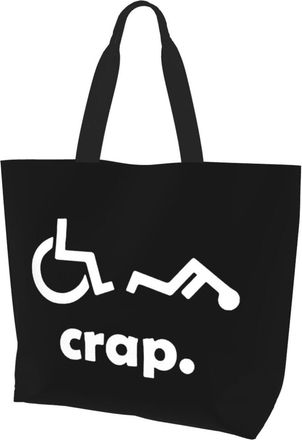 AOOEDM Crap Handicap Funny Wheelchair Ladies Canvas Tote Reusable Shopping Bag