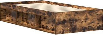 vidaXL Bed Frame without Mattress Smoked Oak 75x190 cm Small Single Small Single Vidaxl