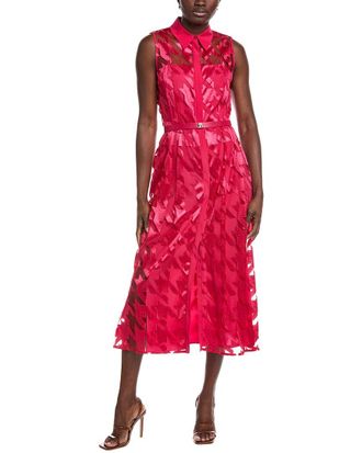 Akris Embroidered Silk Lined & Trim Shirtdress