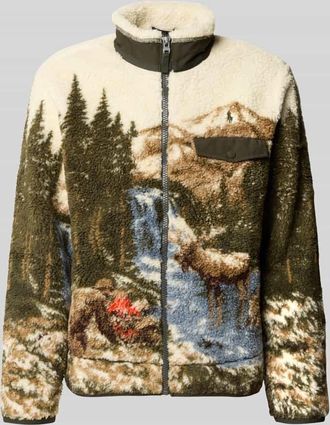 Polo Ralph Lauren Sweatjacke mit Stehkragen in Gruen, Größe XL