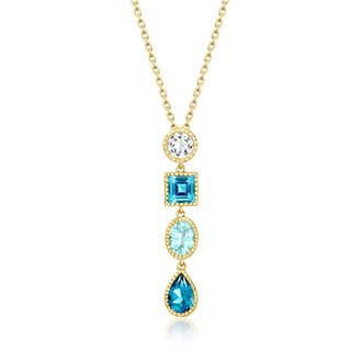 Ross-Simons White and Tonal Blue Topaz Pendant Necklace in 18kt Gold Over Sterling