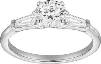 LuvMyJewelry Nova 14K Gold Tapered Baguette & Round Cut Lab Grown Diamond Three Stone Ring - 1.48 ct in 14K White Gold at Nordstrom, Size 7.5