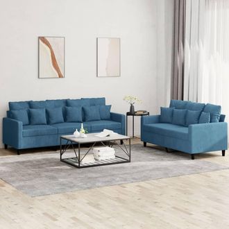 vidaXL Juego De Sof&aacute;s Con Cojines 2 Piezas Terciopelo Azul Vidaxl