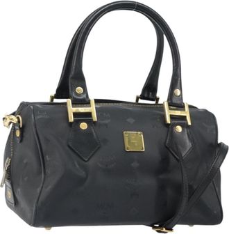 MCM Visetos Logogramme Handbag Canvas And Leather Black Pvc Handbag (Pre-Owned)