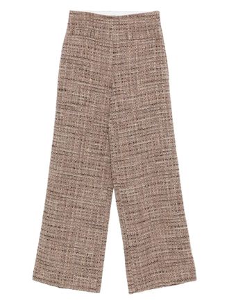 Sandro tweed wide-leg trousers - women - Fabric - 40 - Brown