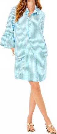 Lilly Pulitzer Jazmyn Linen Tunic Dress In Lunar Blue Bimini Stripe