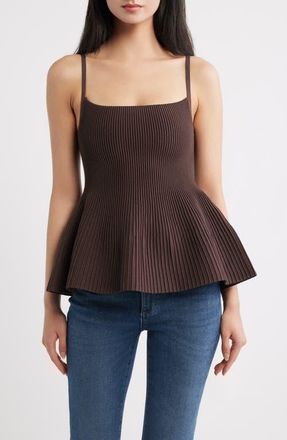 DL1961 Instasculpt Rib Peplum Tank in Truffle at Nordstrom, Size X-Small