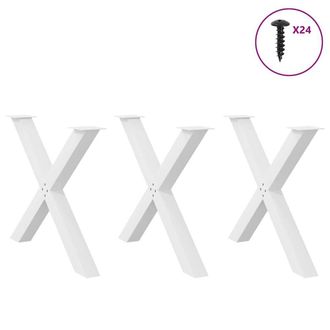 Berkfield Home Modern Dining Table Legs X-Shaped 3 pcs White 90x(72-73) cm Steel