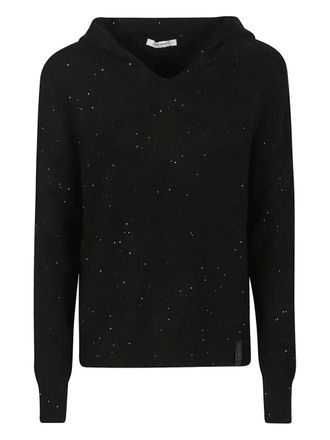 Hinnominate sequin-embellished hooded sweater - women - Viscose - M - Black