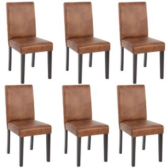 Hhg Hhg - Lote De 6 Sillas De Comedor Silla De Cocina Littau, Textil, Imitaci&oacute;n De Ante, Patas Oscuras