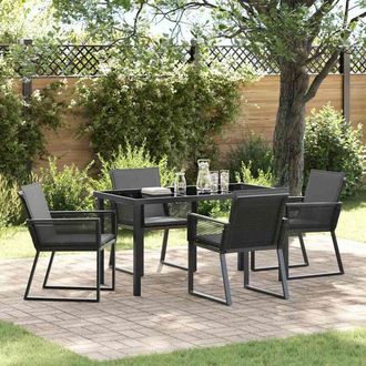 vidaXL Conjunto De Comedor De Jard&iacute;n 5 Pcs Negro Polirat&aacute;n Vidaxl