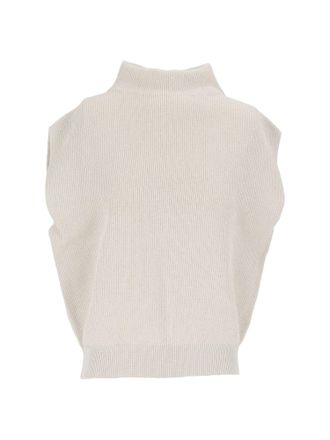 PESERICO Sleeveless Ribbed High-Neck Sweater