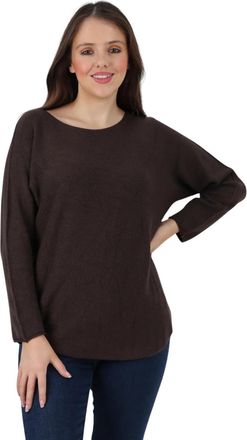 Generic Womens Knit Long Sleeve Jumper, Ladies Plain Italian Knitted Loose Fit Sweater Pullover Top - Chocolate