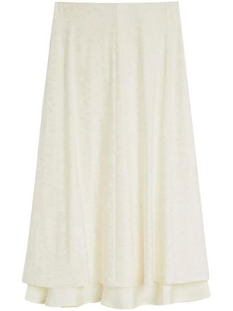 Jil Sander floral-jacquard midi skirt - women - Viscose/Spandex/Elastane - 36 - White