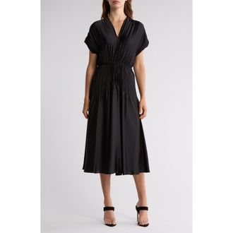 Vince Cap Sleeve Satin Dress in Black at Nordstrom Rack, Size Medium