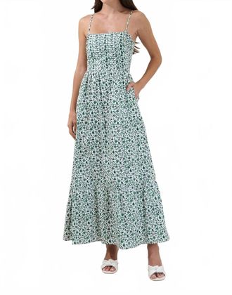 Sugarlips Sima Pleated Maxi Dress In White Green