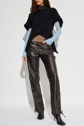 Issey Miyake Asymmetrical Cut Top, Womens, Black