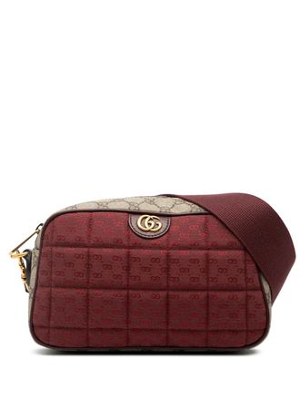 Gucci 2016-2025 Small Quilted Mini GG Canvas and GG Supreme Double G crossbody bag - Red