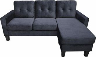 Kosy Koala Kosy Koala - Corner Sofa Velvet Sectional Sofa with Ottoman L-shaped Black Sofa Couch Reversible 3-Seater
