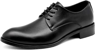 Generic Oxford Formal Shoes for Men Lace Up Derby Shoes Round Toe PU Leather Non Slip Low Top Rubber Sole Wedding(5.5 UK) Black