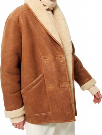 Sessun Montagna Leather Coat In Cognac
