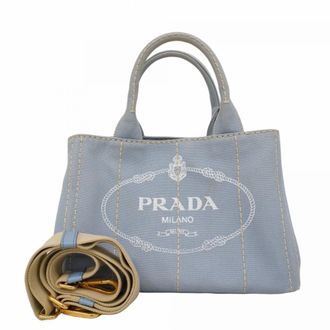 Prada Blue Canvas Tote Bag (Pre-Owned)