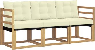 vidaXL Conjunto De Sof&aacute;s De Exterior 3 Uds. Blanco Y Crema Vidaxl