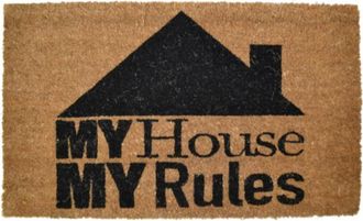 Imports Decor My House My Rules Coir Door Mat, Funny Statement Welcome Doormat with Non-Slip PVC Backing, Indoor Outdoor Entrance Rug