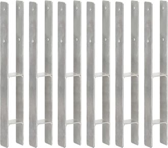 vidaXL Vidaxl - Anclajes De Valla 6 Uds Acero Galvanizado Plateado 7x6x60 Cm