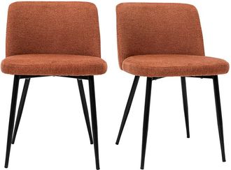 Miliboo Miliboo - Set de 2 sillas de tejido efecto aterciopelado texturizado terracota y metal negro monti