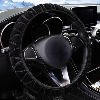 OEM Funda De Volante De Felpa Para Coche. Suave, Mullida, Antideslizante Y C&aacute;lida Para El Invierno. Funda Universal Para Volante De Coche. (negra)