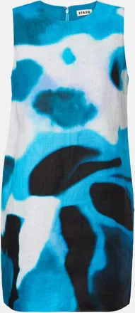 Staud Vestido corto Brea de lino estampado