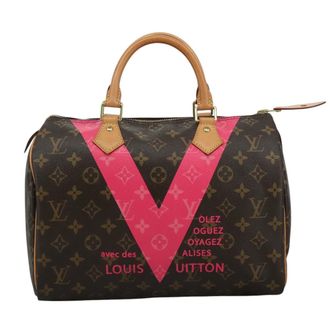 Louis Vuitton Speedy Handbag Limited Edition V Monogram Canvas Brown Canvas Handbag (Pre-Owned)
