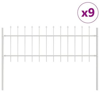 Berkfield Home Garden Fence Set of 9 White Metal Large Durable