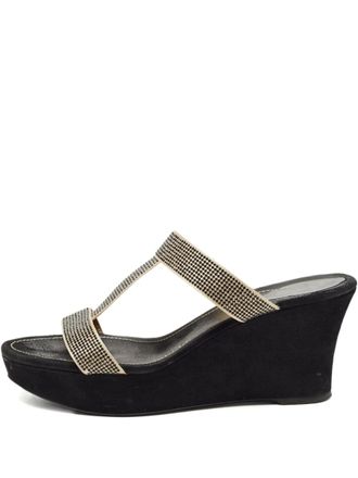 Rene Caovilla 2024 85mm crystal-embellished mules - women - Leather/Rubber/Satin - 41 - Gold