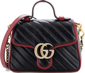 Gucci GG Marmont kleine gewatteerde leren tas met omslag - Zwart