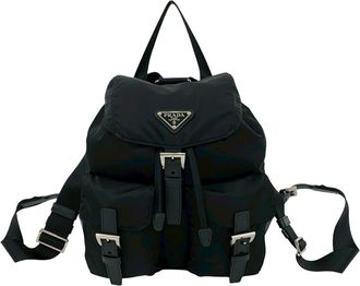 Prada Black Nylon Leather Backpack (Pre-Owned)