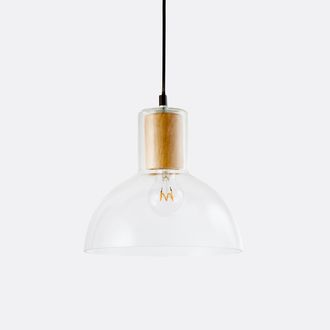 La Redoute Interieurs Hanglamp in glas en hout &Oslash;24,5 cm, Lizia