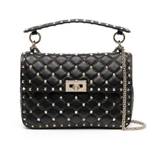 Valentino Tassen, Dames, Zwart, ONE Size, Leer, Rockstud Medium Schoudertas