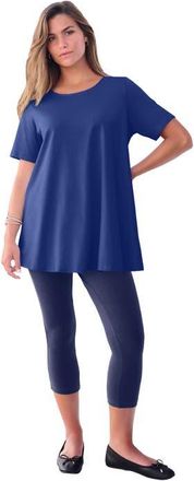Roaman's Plus Size Ultimate Cotton Crewneck Short Sleeve Swing Tee in Ultra Blue at Nordstrom, Size Small