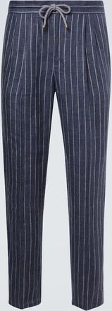 Brunello Cucinelli Striped linen straight pants