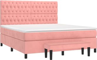 vidaXL Vidaxl - Cama Box Spring Con Colch&oacute;n Terciopelo Rosa 180x200 Cm