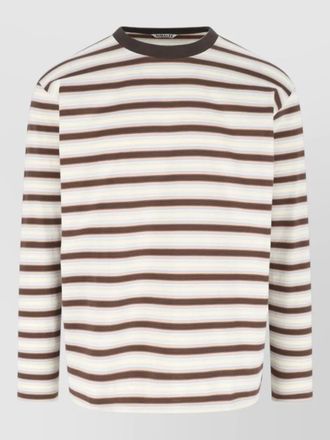 Auralee crew neck striped long sleeve knit top