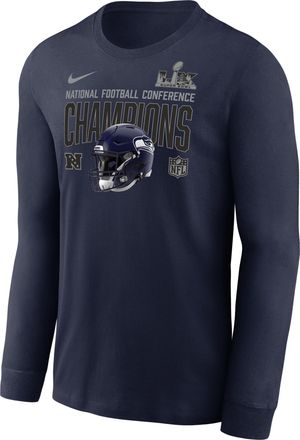 Nike Seattle Seahawks 2026 NFC Champions Glory Shield Nike Mens NFL Long-Sleeve T-Shirt in Blue | NKAC41S78X-R29