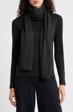 Eileen Fisher Shimmer Merino Wool Blend Scarf in Black at Nordstrom Rack